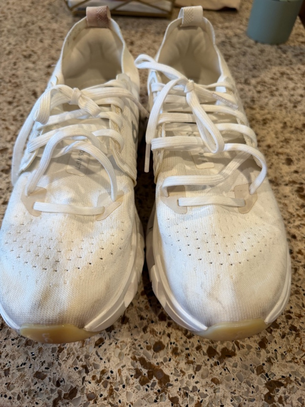 White Women's Knit Athletic Sneakers - Lightweight Comfort